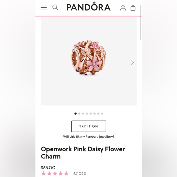 Pandora Rose Moments Openwork Pink Daisy Flower Charm - Picture 2 of 4